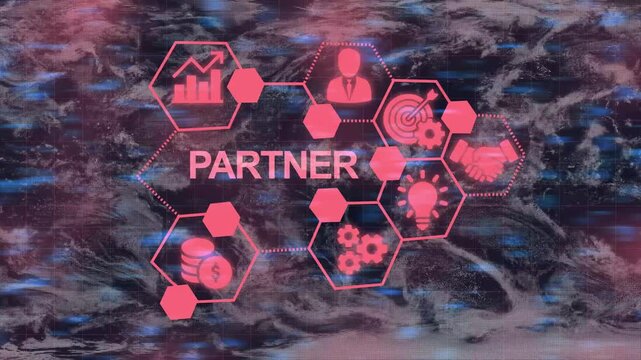 Business partnership concept visualized with modern infographics and network theme