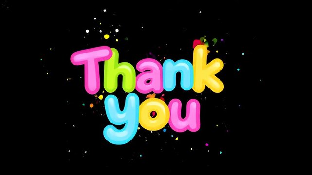 Colorful Thank You Text Animation Sparkles