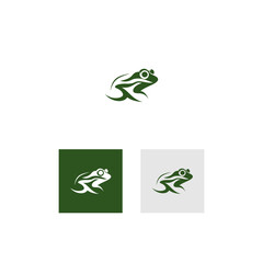 Green frog logo design vector illustration for business branding or icon