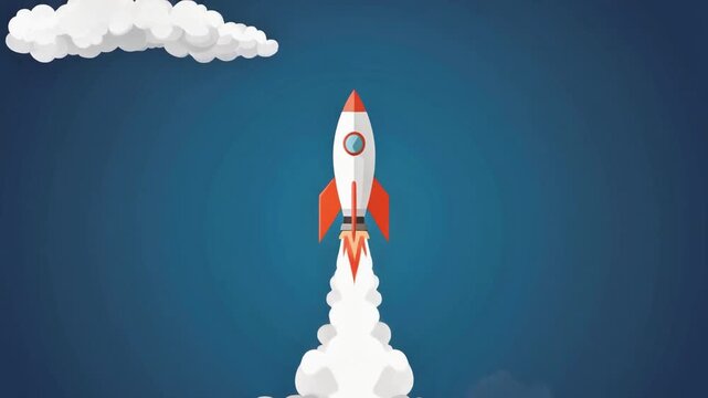 rocket launch concept with smoke illustrated animation