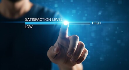 Obraz premium Person touching satisfaction level indicator hand finger