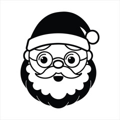 Fototapeta premium Cute santa claus face with rosy cheeks and glasse