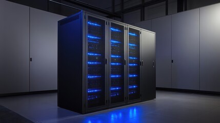 Modern server rack in data center