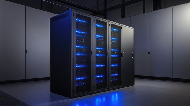 Modern server rack in data center