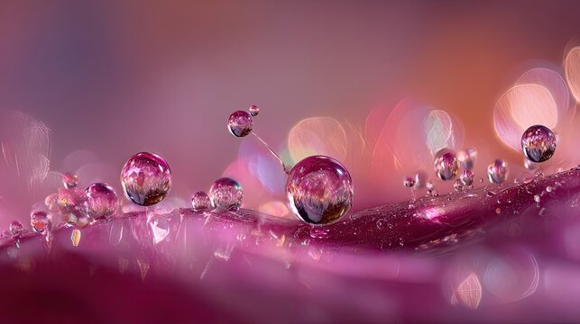 Abstract Macro Water Drops On Pink Petal