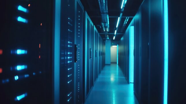 Modern server room interior technology