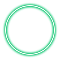Glowing green neon circle isolated on transparent background
