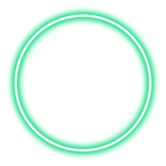 Glowing green neon circle isolated on transparent background