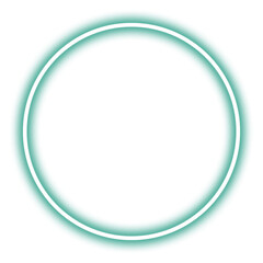 Glowing cyan neon circle isolated on transparent background