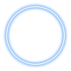 Glowing blue neon circle isolated on transparent background
