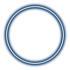 Glowing blue neon circle isolated on transparent background