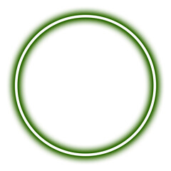 Glowing neon green circle isolated on transparent background