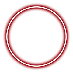 Glowing red neon circle isolated on transparent background