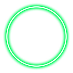 Glowing green neon circle isolated on transparent background