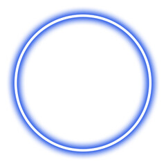 Glowing blue neon circle isolated on transparent background