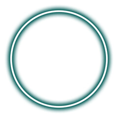 Glowing cyan neon circle isolated on transparent background