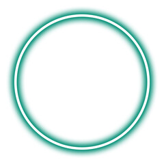 Glowing cyan circle neon ring isolated on transparent background