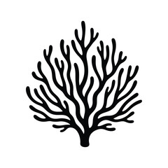 Black silhouette of a coral branch