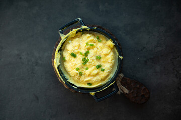 Creamy Scrambled Eggs with Chives in a Mini Skillet