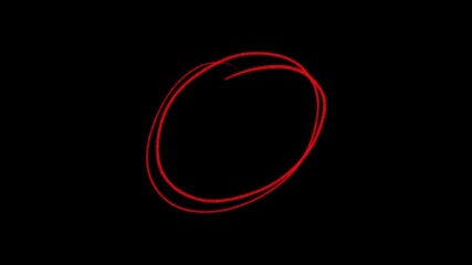 Scribble red hand-drawn circle, animated grunge oval loop marker element isolated on transparent background. - Powered by Adobe