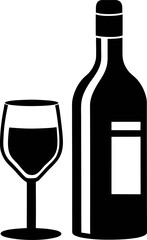 Wine Bottle and Glass Silhouette Vector