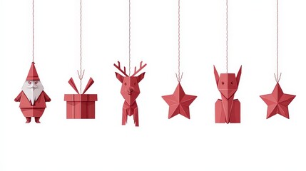 Red Pixel Art Christmas Ornaments