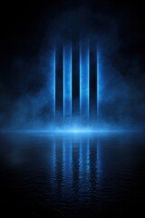 Abstract Blue Light Beams Reflection On Water