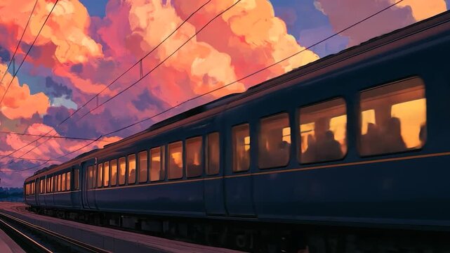 Sunset train journey