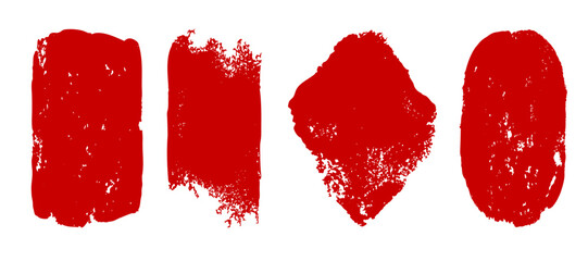 赤い落款のセット。ベクターのスタンプ素材。