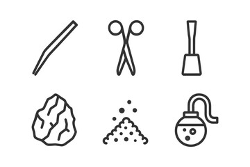 Beauty salon tools and ingredients icons set for makeup and skincare.