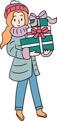 Girl with gift boxes 