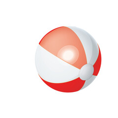 Red and White Inflatable Beach Ball With Sunlight Reflection Isolated on Transparent Background
