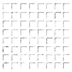 Set Hand Draw Of Corners Different Shapes Flower Decoration Vector Design Doodle Sketch Style For Wedding And Banner