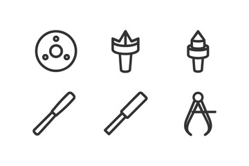 Machining tools set: countersinks, center drill, reamer and caliper icons.