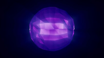 Radiant purple crystal sphere glowing with faceted brilliance, emitting mystical light in a dark digital void - Powered by Adobe