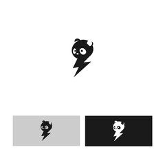 Modern panda logo design with lightning bolt symbol on white background