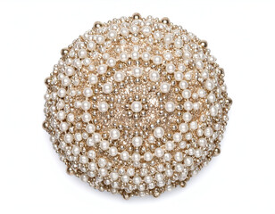 Floating sphere with pearl-like ornaments, isolated on white background