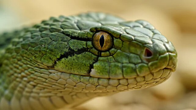 Green snake head closeup shows dangerous wild animal this is a very beautiful and detailed reptile portrait this is a great nature and wildlife concept this is a great predator view