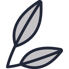 Simple Illustration of Two Grey Leaves with Dark Outlines on a Transparent Background