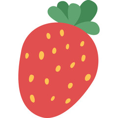 Simple Strawberry Icon With Green Leaves And Yellow Seeds Isolated On Transparent Background Clean Vector Artwork