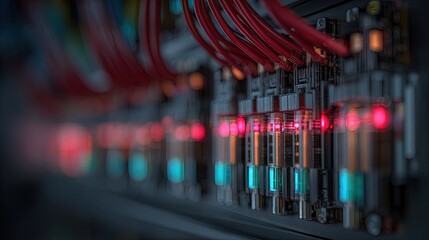 Close Up View Of Electronic Components And Wiring Panel