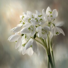 Delicate Snowdrop Bouquet In Soft Light