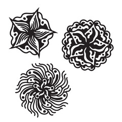 Set of hand drawn black mandala , asian traditional design oriental elements.