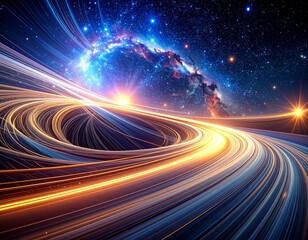 Abstract Cosmic Wormhole Galaxy Futuristic Digital Art for Science Fiction Space Travel Technology Concepts