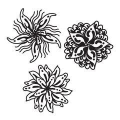 Set of hand drawn black mandala , asian traditional design oriental elements.