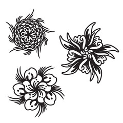 Set of hand drawn black mandala , asian traditional design oriental elements.
