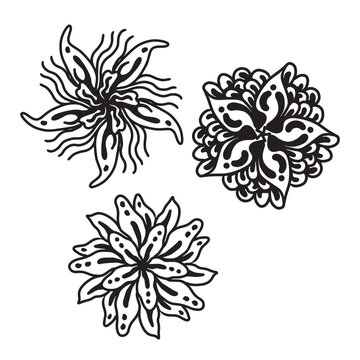 Set of hand drawn black mandala , asian traditional design oriental elements.