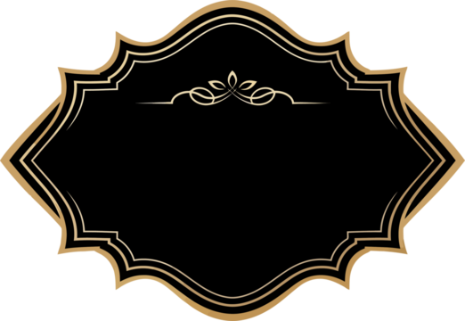 Elegant Black and Gold Ornate Label Frame with Decorative Border and Swirls