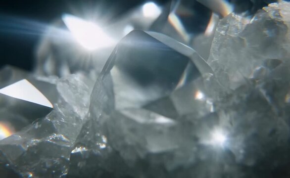 Macro Closeup Quartz Crystal Surface Motion Background