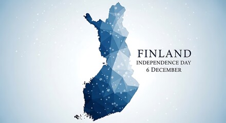 Finland Independence Day: Geometric Map with Festive Blue Design.